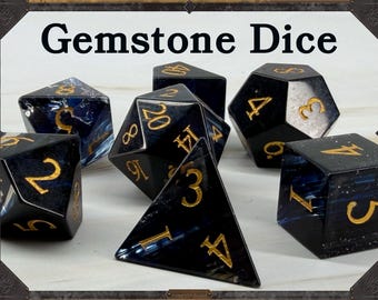 Dark Blue Ribbon Gemstone Dice