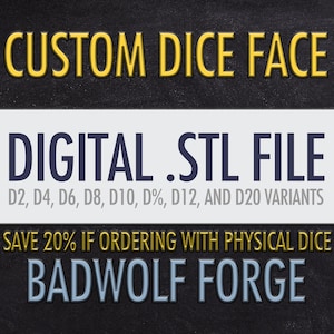 Custom Dice Faces (Designed for You!) - Any font, images, or designs you can Dream Up, we'll put it on a Dice for You.