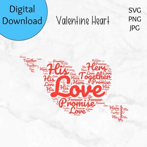 Versprochene Liebe SVG, Herz SVG, Sublimation Herz Wort Wolke PNG, Sweetheart Schnittdatei, Hochzeitsschild, Herz druckbar, Valentinstag Kartendesign