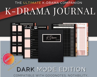 Dark Mode K-Drama Journal | Episode Tracker, Watchlist (Digital Download)