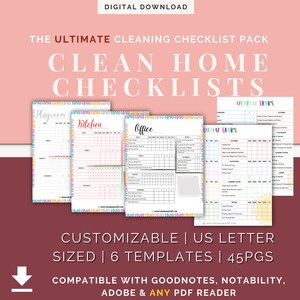 Master Cleaning Printable Checklist, Weekly Cleaning Checklist, Printable Cleaning List, Daily Cleaning List, Air BNB Cleaning, Editable