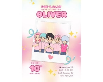 Pop & Slay Birthday Invitation – K-Pop Demon Hunters Soda Pop (DIGITAL FILE)