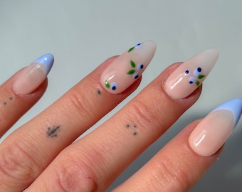 Blaubeer Nägel | 10 Press On Nails | Gel Nägel | Press On Nails