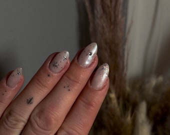 Chrom Glitzer Stern Nägel | 10 Press On Nails | Gel Nägel | Press On Nails