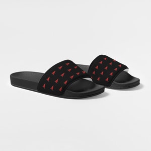 Red Flags Emoji Black Men&#39;s Slide Sandal Shoes
