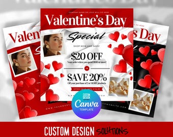Valentines Day Special Flyer Template, Canva, DIY (Digital Download)
