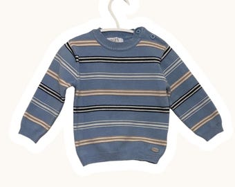 Blauwe gebreide top 24 maanden | Gestreepte longsleeve | Pre-Loved peuterkleding