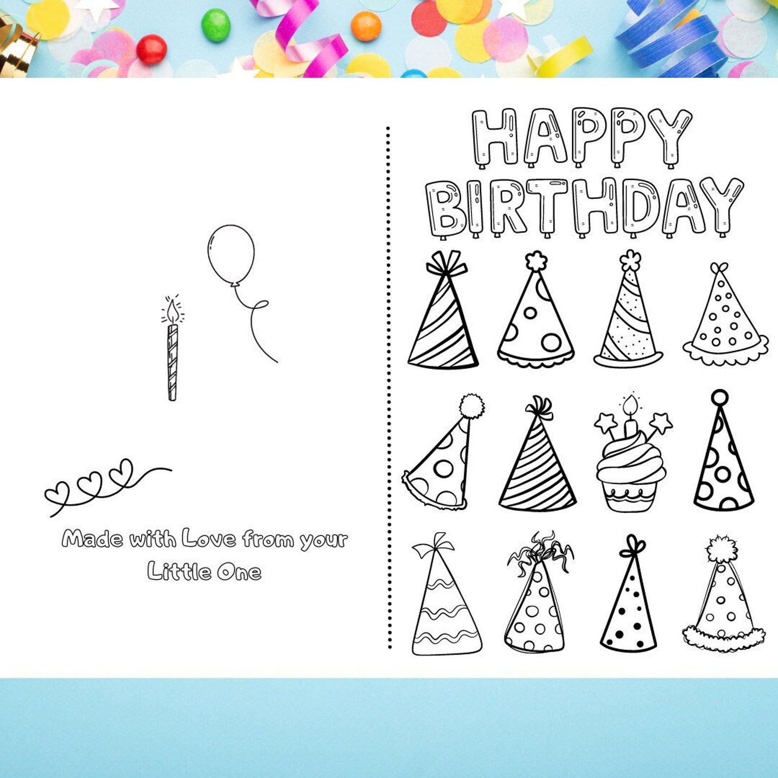 Happy Birthday Printable Foldable Kid Birthday Card to Color for Anyone ...
