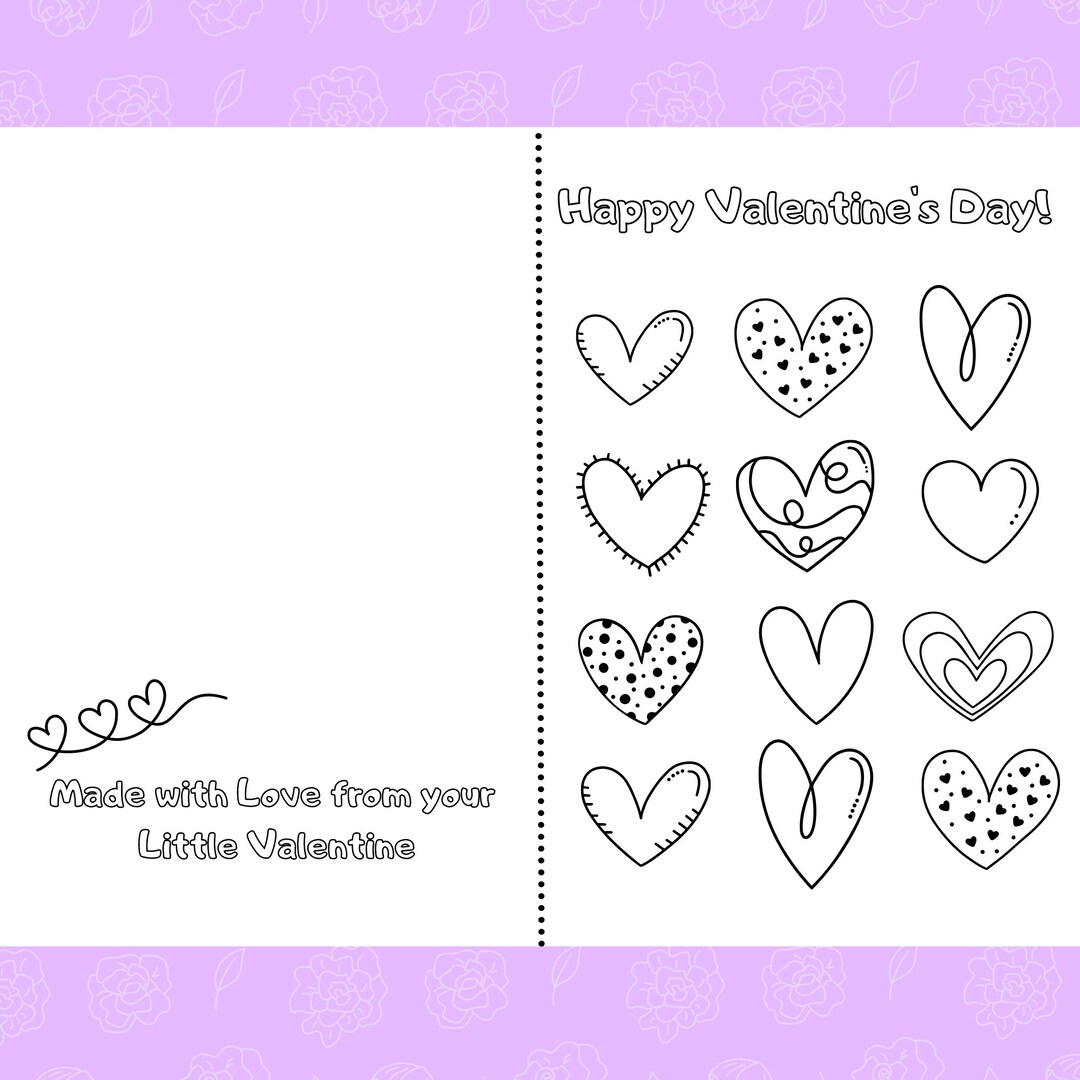 Heart You Printable Foldable Kids Valentine's Day Card to Color and ...