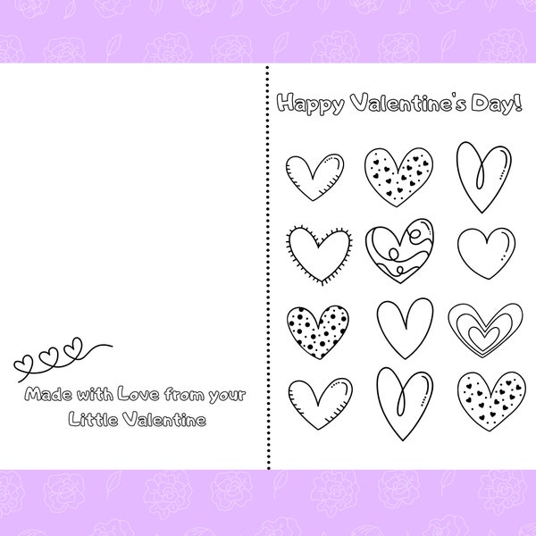 Heart You Printable Foldable Kids Valentine's Day Card to Color and Give to Grandparents, Mom, Dad, Aunt, Uncle, Cousin