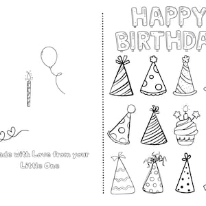 Happy Birthday Printable Foldable Kid Birthday Card to Color for Anyone ...