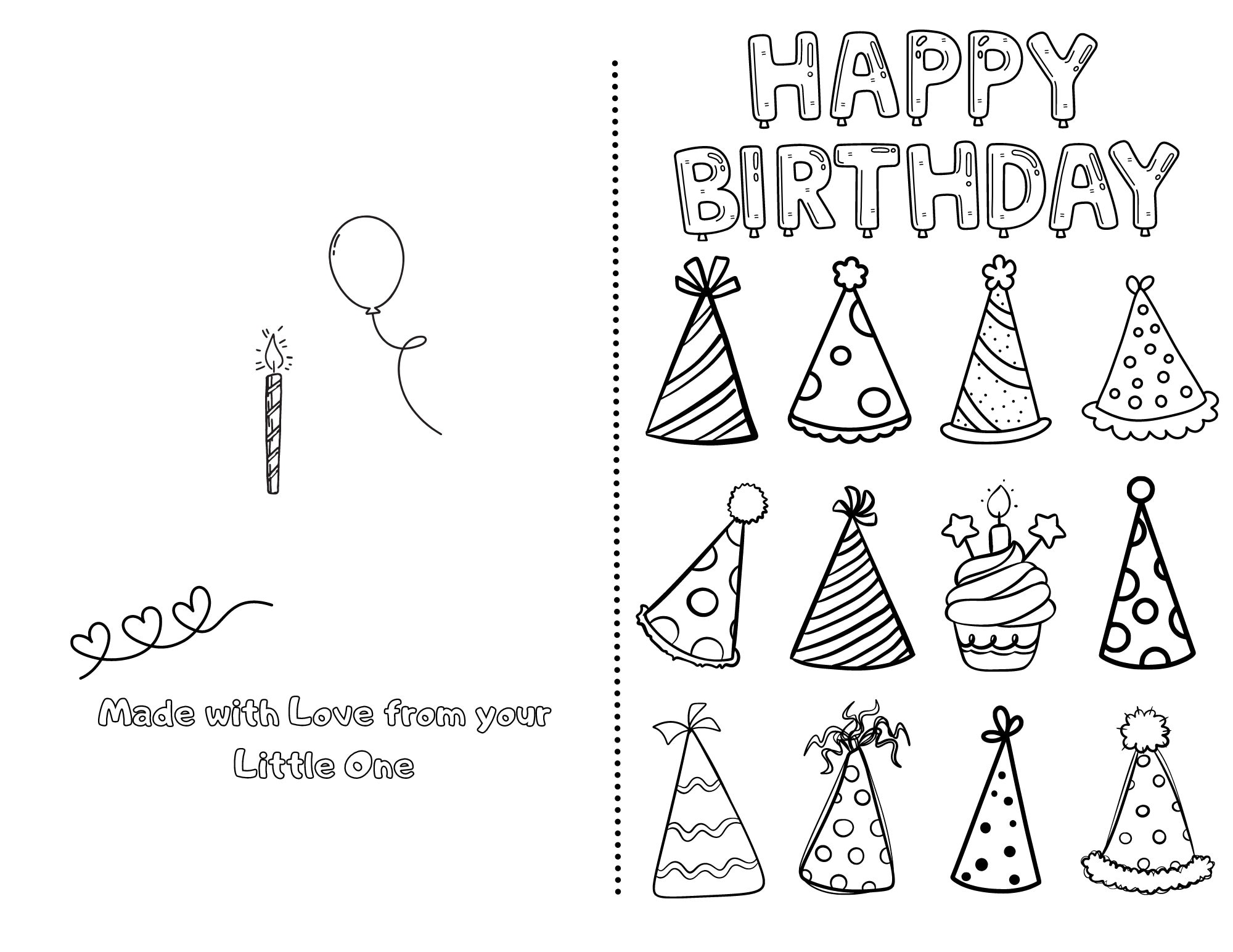 Happy Birthday Printable Foldable Kid Birthday Card to Color for Anyone - Etsy