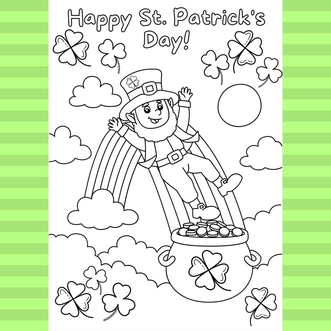 St Patrick's Day Printable Coloring Pages Set of 6