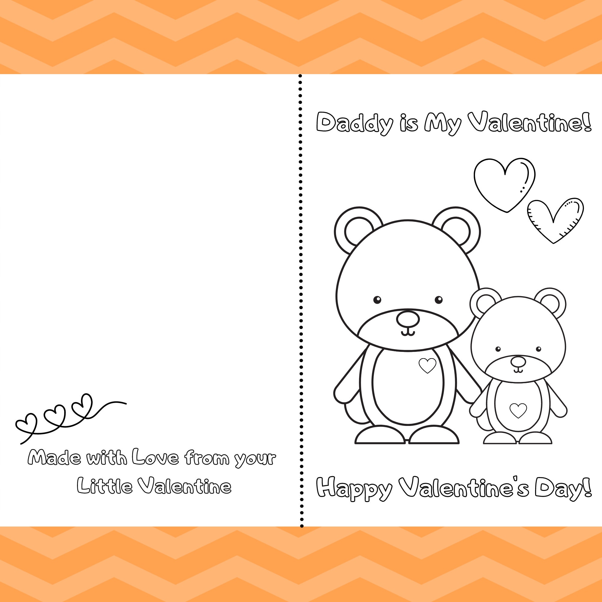 Daddy is My Valentine Printable Foldable Kid Valentine Card to Color ...