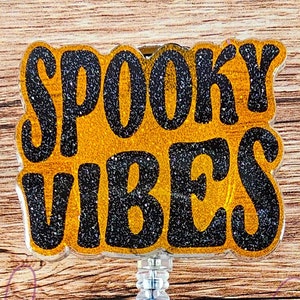 Spooky Vibes Badge Reel, Halloween Badge Reel, Nurse Badge Reel, Teacher Badge Reel, Office Badge Reel, Interchangeable Badge Toppers