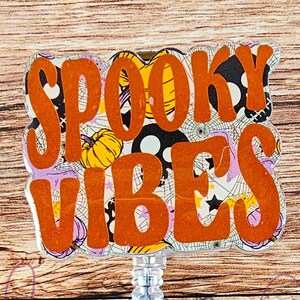 Spooky Vibes Badge Reel, Halloween Badge Reel, Nurse Badge Reel, Teacher Badge Reel, Office Badge Reel, Interchangeable Badge Toppers