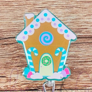 Cute Gingerbread House Badge Reel, Nurse Badge Reel, Office Badge Reel, Teacher Badge Reel, Holiday Badge Reel, Interchangeable