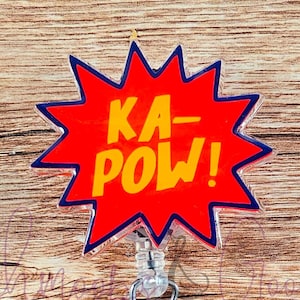 KaPow! Badge Reel, Comic Lover Badge Reel, Badge Reel for Men, Nurse Badge Reel, Teacher Badge Reel, Office Badge Reel, Interchangeable