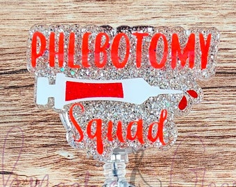 Phlebotomy Badge Reel, Phlebotomist Badge Reel, Funny Badge Reel, Interchangeable Topper