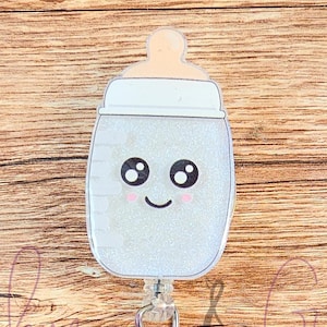 Baby Bottle Badge Reel, Labor & Delivery Nurse Badge Reel, Gift for L and D Nurse, Interchangeable Badge Reels