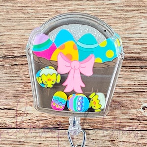 Easter Basket Badge Reel, Easter Shaker Badge Reel, Dry Shaker Badge Reel, Holiday Badge Reel, Nurse Badge Reel, Office Badge Reel