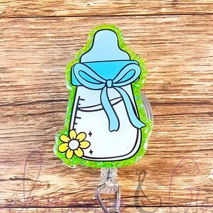 Baby Bottle Badge Reel, Labor & Delivery Nurse Badge Reel, Gift for L and D Nurse, Interchangeable Badge Reels