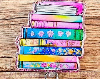 Stack of Books Badge Reel, Librarian Badge Reel, Book Lover Badge Reel, Nurse Badge Reel, Teacher Badge Reel, Office Badge Reel