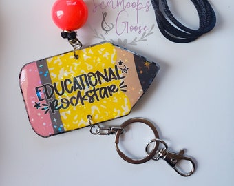 Educational Rockstar Pencil | Teacher Lanyard | Breakaway Lanyard | Teacher Lanyard