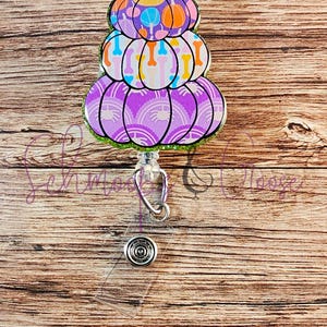 Stack of Pumpkins Badge Reel, Halloween Badge Reel, Nurse Badge Reel, Teacher Badge Reel, Office Badge Reel, Interchangeable Topper