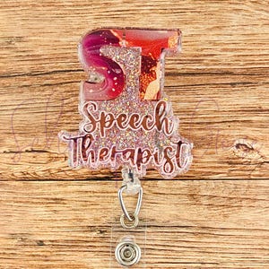 Speech Therapist Badge Reel, ST Badge Reels, Gift for Speech Therapist, Interchangeable Badge Toppers