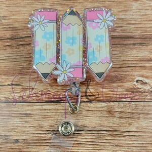 Triple Pencil Badge Reel, Teachers Badges, Teacher Lanyards, Cute badge reel