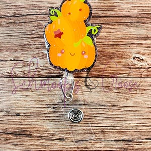 Cute Pumpkins Badge Reel, Halloween Badge Reel, Nurse Badge Reel, Teacher Badge Reel, Office Badge Reel, Interchangeable Topper