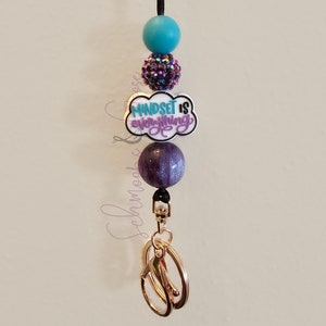 Mindset is Everything Lanyard, Breakaway Lanyard, Teacher Lanyard, Gift for Teacher, Gift for Coworker, Beaded Lanyard