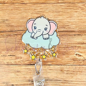 Baby Elephant Badge Reel, Gift for Elephant Lover, Nurse Badge Reel, Teacher Badge Reel, Office Badge Reel, Interchangeable Badge Reel
