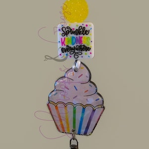 Cupcake Lanyard, Holographic Lanyard, Breakaway Lanyard, Teacher Lanyard, Gift for Teacher, Gift for Coworker, Beaded Lanyard