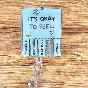 It&#39;s Okay to Feel Badge Reel, Therapist Badge Reel, Teacher Badge Reel, Nurse Badge Reel, Office Badge Reel, Interchangeable Reel