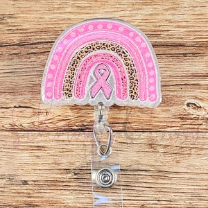 Breast Cancer Rainbow Reel, Breast Cancer Ribbon, Breast Cancer Awareness Badge Reel, Nurse Badge Reel,, Interchangeable Topper