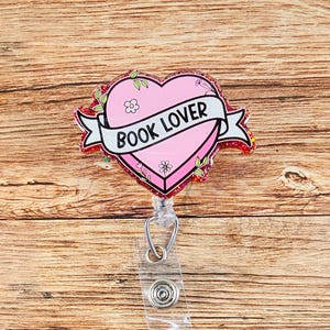 Book Lover Badge Reel, Bookish Badge Reel, Nurse Badge Reel, Teacher Badge Reel, Office Badge Reel, Interchangeable, Gift for Reader