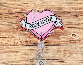Book Lover Badge Reel, Bookish Badge Reel, Nurse Badge Reel, Teacher Badge Reel, Office Badge Reel, Interchangeable, Gift for Reader