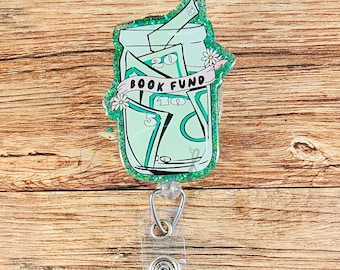 Book Fund Badge Reel, Bookish Badge Reel, Nurse Badge Reel, Teacher Badge Reel, Office Badge Reel, Interchangeable, Gift for Reader