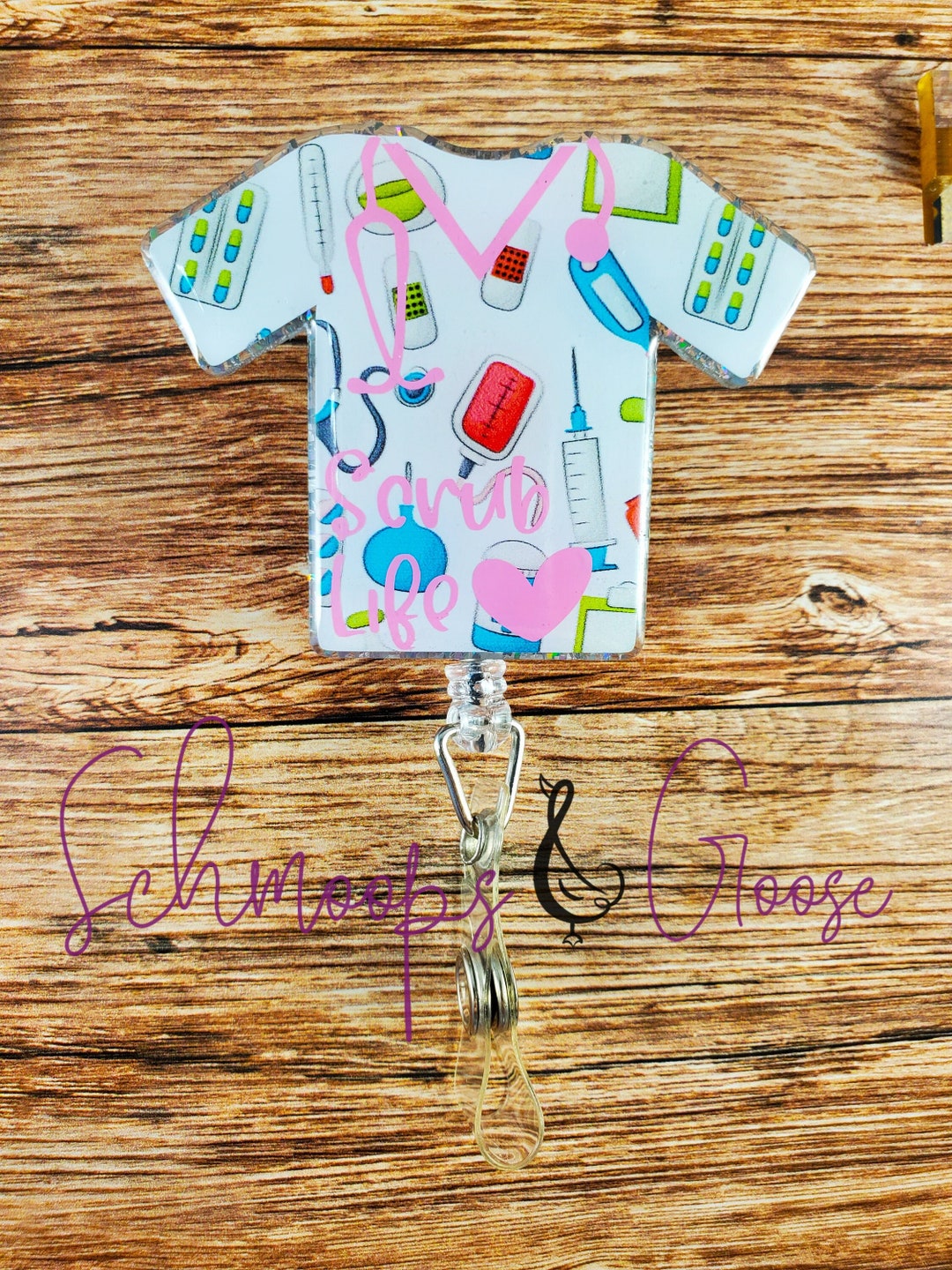 Medical Scrub Top Badge Reel, Scrubs, Scrub Life, Badge Reel, ID Badge ...