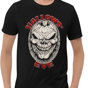 Grinning Skull Pumpkin Hallows&#39; Eve Halloween Short-Sleeve T-Shirt