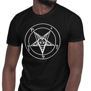 Sigil of Baphomet Insignia of Satan Men&#39;s Short Sleeve T-Shirt White Print
