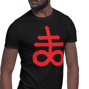The Leviathan Cross of Satan Occult Symbol Men's Short Sleeve T-Shirt Red Print