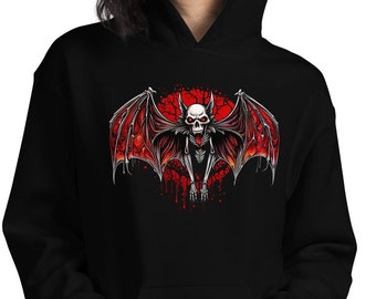 Blood Moon Demon Vampire Bat Halloween Pullover Hoodie Sweatshirt