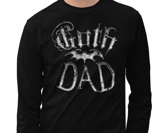 White Goth Dad with Bat Father's Day Gift Men’s Long Sleeve Shirt