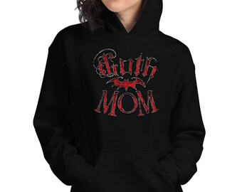 Roter Goth Mom mit Fledermaus Muttertag Unisex Hoodie Sweatshirt