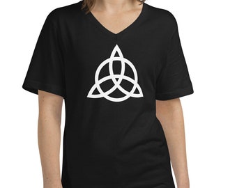 Celtic Symbol Triquetra Trinity Knot Women’s Short Sleeve V-Neck T-Shirt