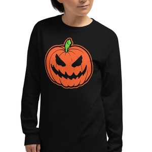 Jack O Lantern Scary Halloween Pumpkin Long Sleeve Shirt