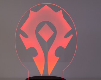 WOW World of Warcraft Horde 3D  LED Tischlampe Nachtlicht Leselampe 7 Farbe Xams 